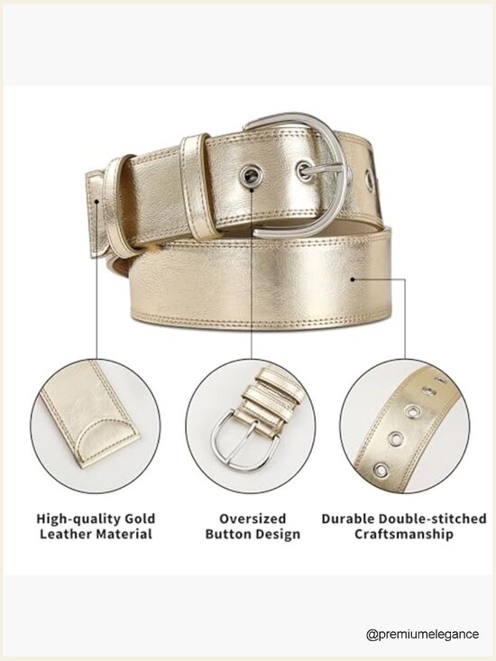 Faux Leather Waist Belt for Jeans Pants, Wide Rectangular Buckle main image 4